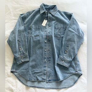 JLuxLabel Light-wash Denim Brandi Oversized Button Up